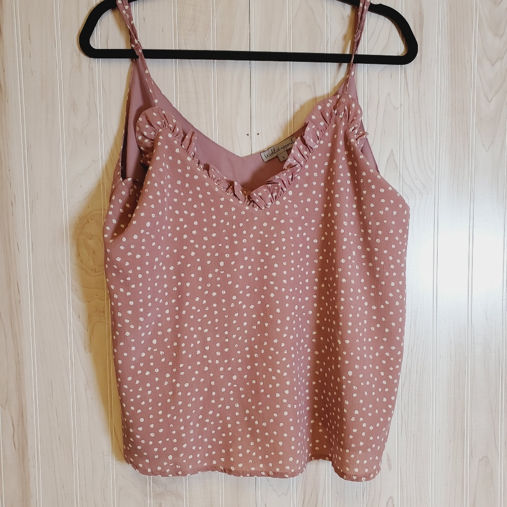 Wishlist Apparel Boho Fairy Size L Pink Polka Dot Camisole Tank Top Lined
